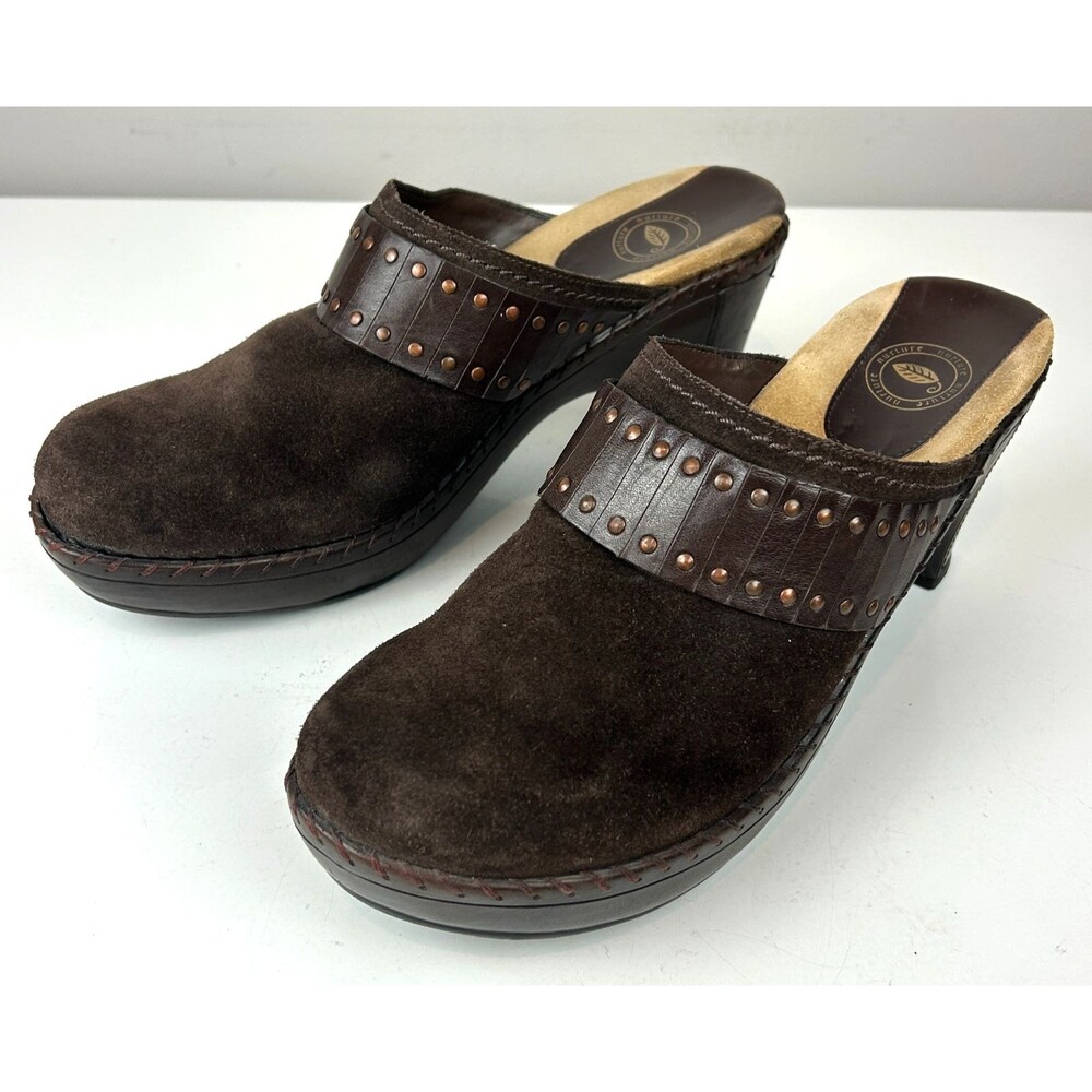 Nurture Windmill Mules Clogs Slip On Shoes Brown Suede Studded Womens Size 11 M - Picture 8 of 14